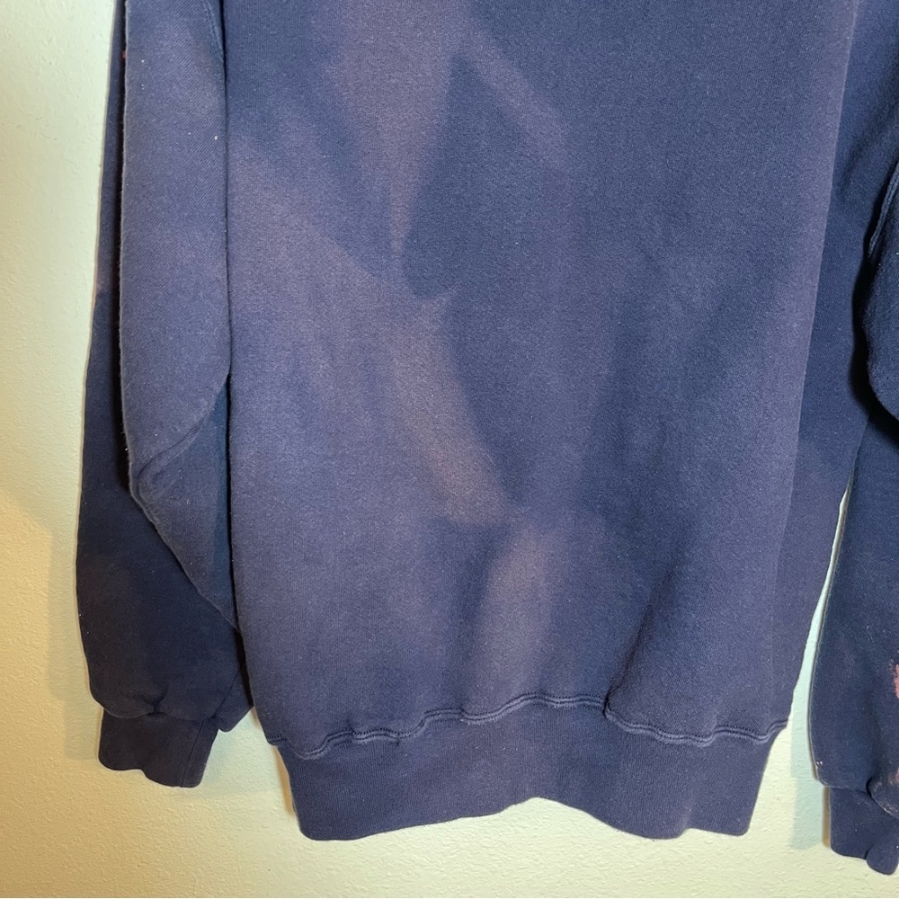 Vintage 90s Jerzees Super Sweats Denali Hoodie Navy Blue Distressed Large - Picture 3 of 13